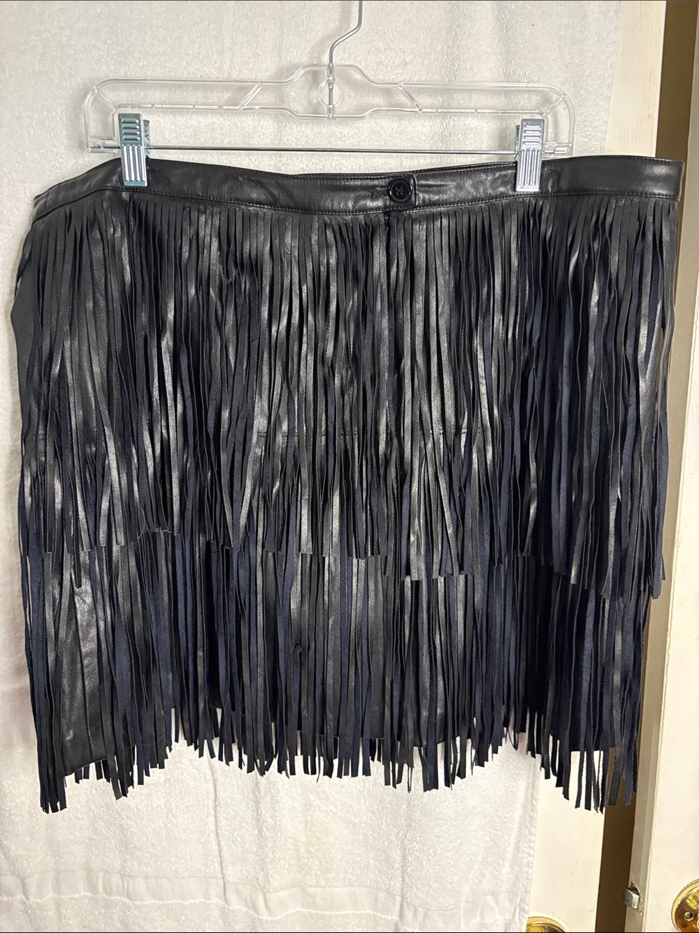 a.n.a Black faux Leather Fringe Mini Skirt